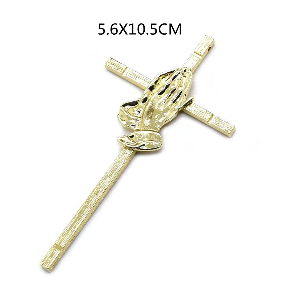 

5.6x10.5cm Religious Jesus Cross Crucifix Statue Holy Figurine Christian Jesus Prayer Hand Cross Pendant DIY Necklace Accessorie