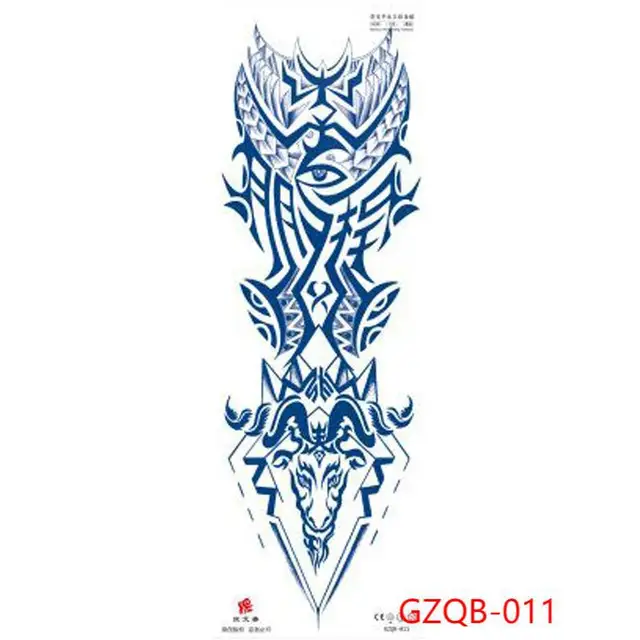 Waterproof Temporary Tattoo Sticker Semi-Permanent Totem Lion Skull Full Arm Large Size Sleeve Fake Tattoo Flash Tattoo For Men 6