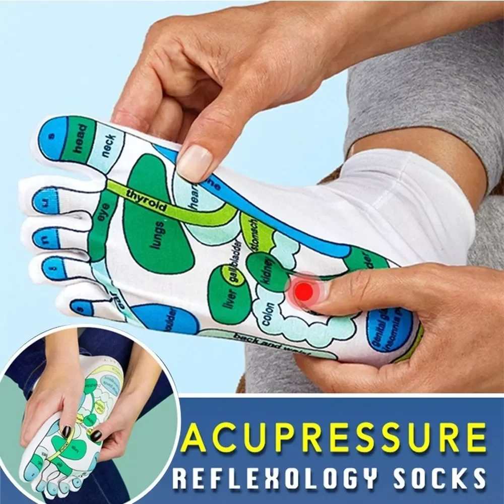 

Pair Acupressure Socks Physiotherapy Massage Relieve Tired Feet Reflexology Socks Foot Point Socks Full English Illustration