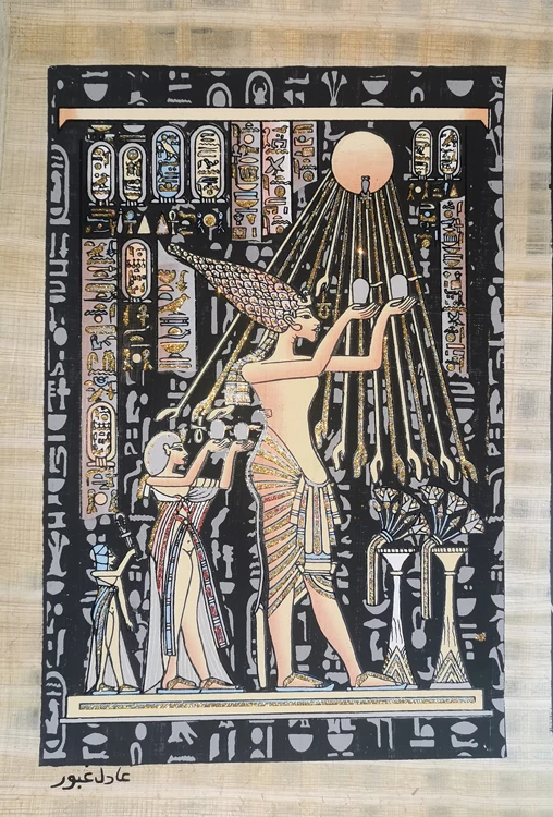 Египетская светящаяся картина папирус, Фараон египетского стандарта, картина  Tutankhamun, пара египетских кошек, живопись, украшение для дома |  AliExpress
