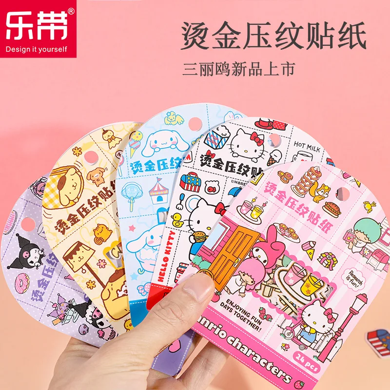 

24 Sanrio Cute and Creative Hand Account Stickers Set Hellokitty Mymelody Kuromi Cinnamoroll Pompom Purin Cartoon Decoration