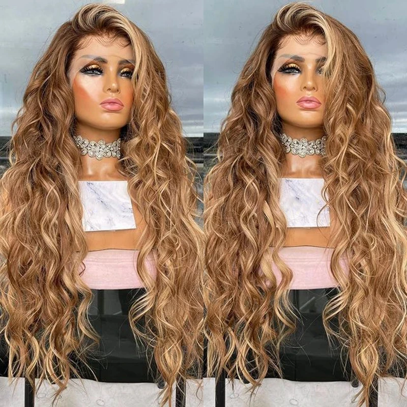 

Caramel Golden Blonde 13X4 Lace Front Wig for Women 360 Glueless Highlights 13x6 Frontal Wigs Curly Brazilian Remy Human Hair