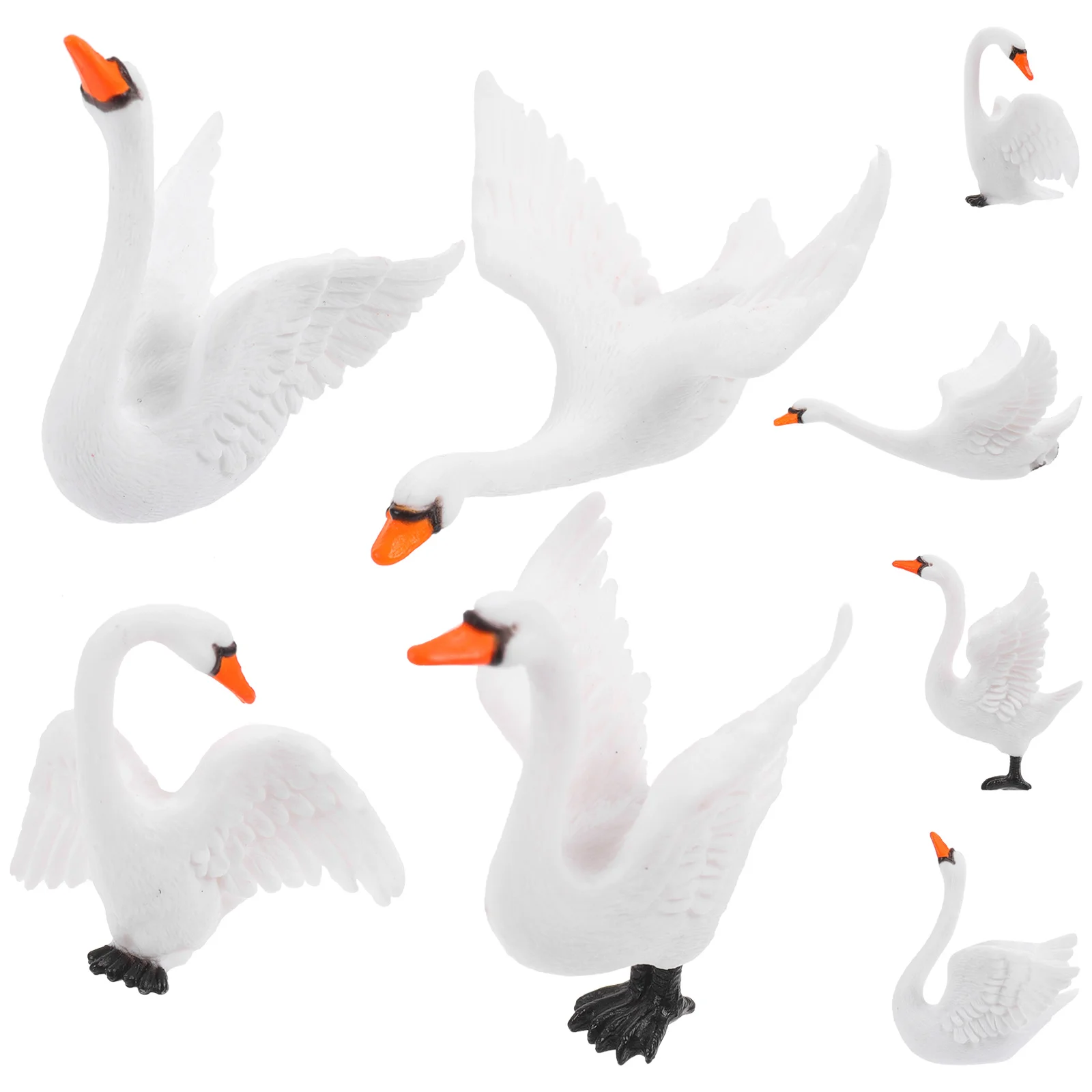 

8 Pcs Swan Ornaments Pond Animal Statues Decorations Miniature Garden Figurine Bird Sculpture Plastic Swan Model Lovers