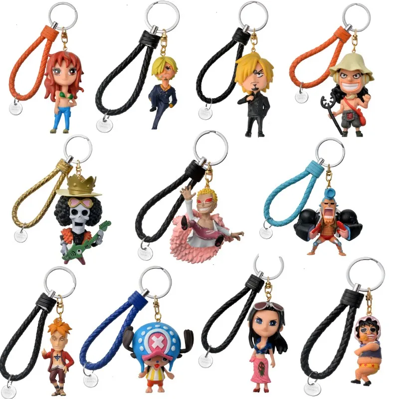 

One Piece Figure Keychain Pendant Cartoon Luffy PVC Anime Doll Creative Car Keychain Bag Pendant Accessories Kids Gift