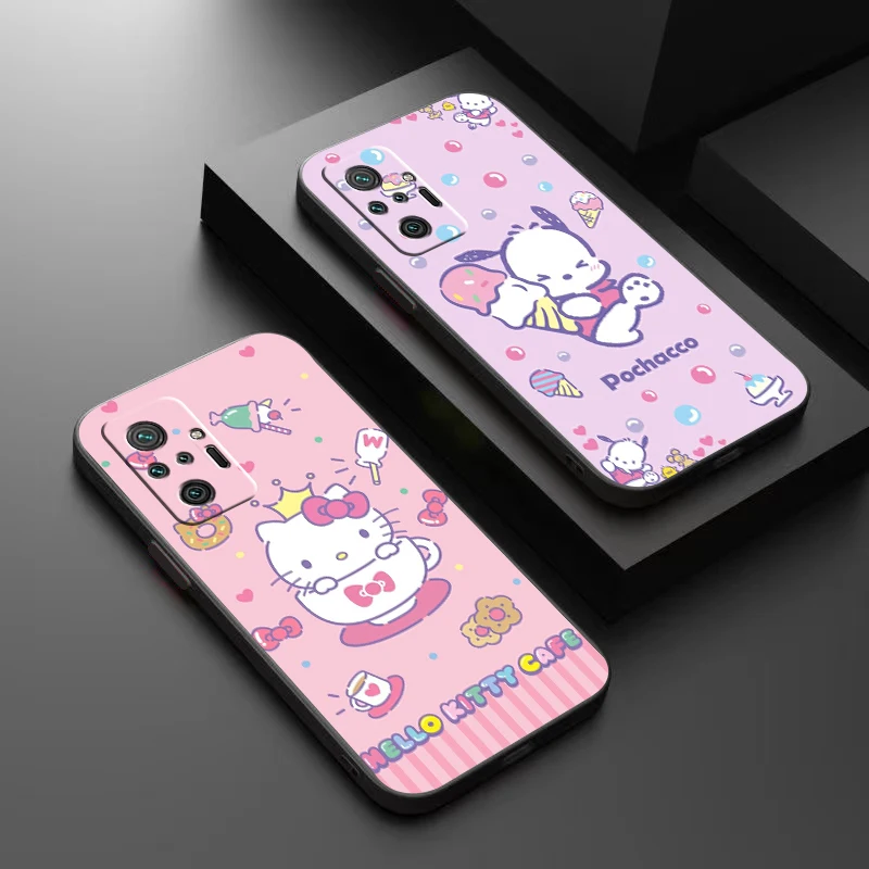 

Cartoon Hello Kitty Phone Case For Xiaomi Redmi 7 8 7A 8A 9 9i 9AT 9T 9A 9C Note 7 8 2021 8T 8 Pro Silicone Cover Funda Black