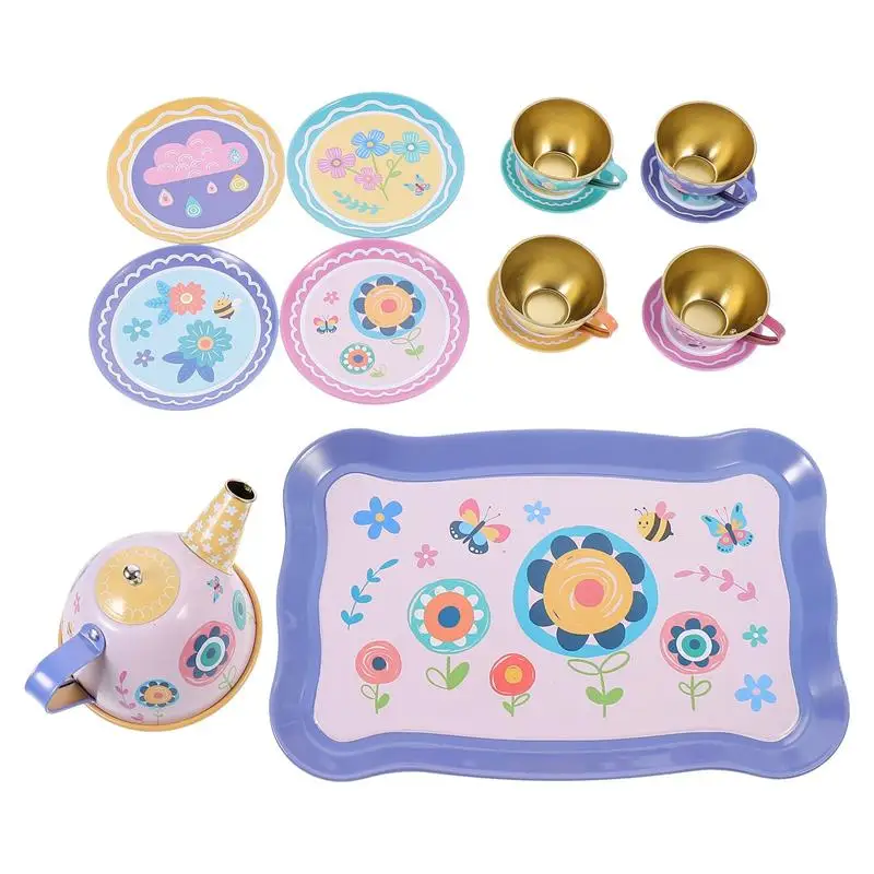 Детский имитационный чайник набор чашек десерт кондитерские изделия жестяная