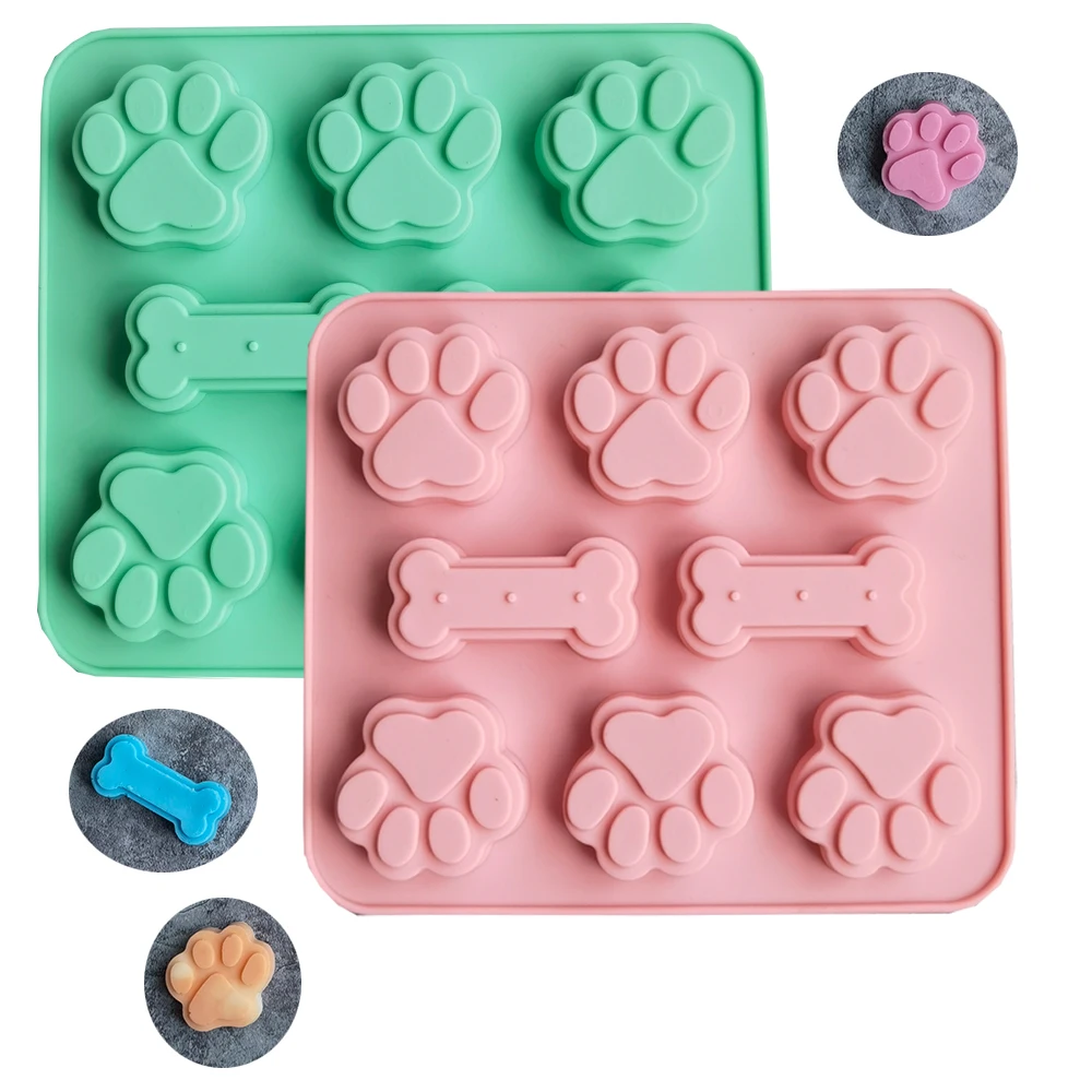 

Dog Footprint Silicone Mold Cake Molds Bone Cookie Cutter Fondant 3D DIY Cat Paw Silicone Bakeware Moulds Baking Accessories