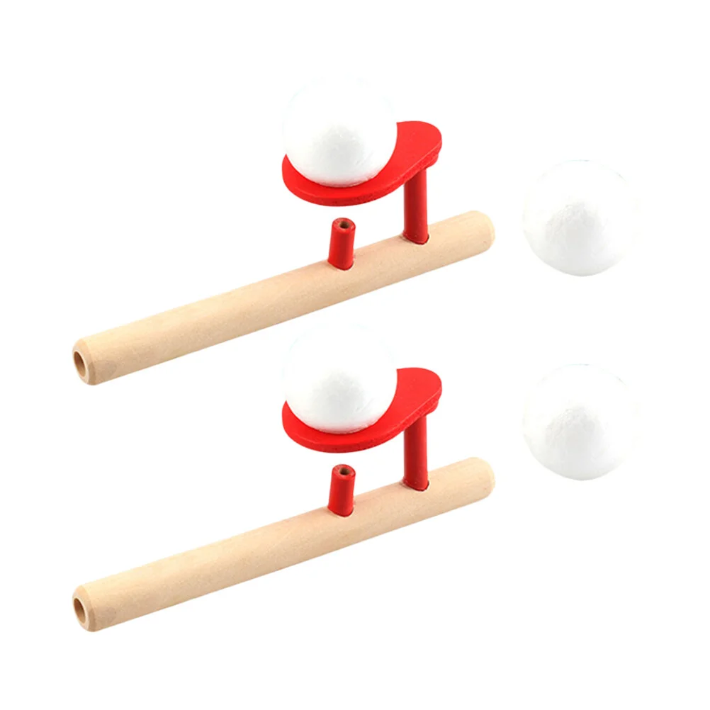 

2 Sets Suspension Ball Blowing Machine Kid Toy Balance Toys Wooden Floating Handheld Fun Stress Reliever Children Pipe