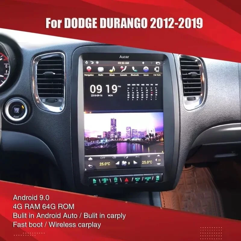 

AuCAR For Dodge Durango 2012-2019 Android 9 Tesla Style 12.1" Car Radio Video GPS Navigation Auto Stereo Multimedia DVD Player