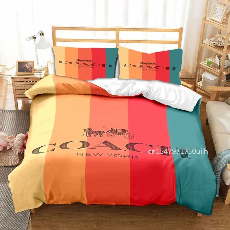 

C-Coachs Pattern All Season Twin Bedding Set 3 Piece Comforter Set Bed Duvet Cover Double King Bedding Set