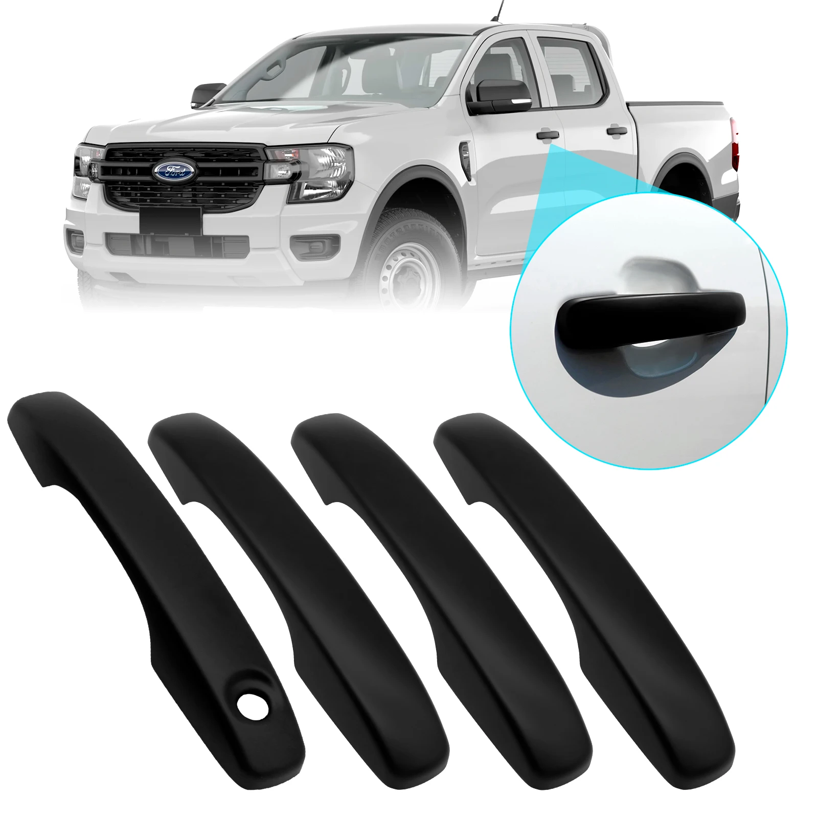 

ABS Door Handle Cover Trim For Ford Ranger 2023 T9 XLT XL XLS Car Protective Accessorie Decor Stickers