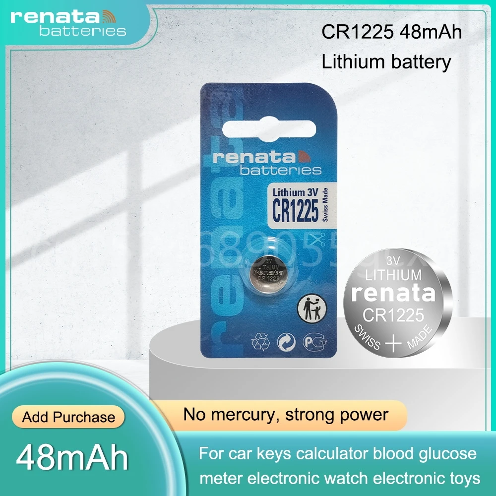 Литиевая батарейка Renata 3 в CR1225, батарейка для часов BR1225 LM1225 DL1225 CR 1225 ER1225GP, батарейки для игрушек, пульт дистанционного управления