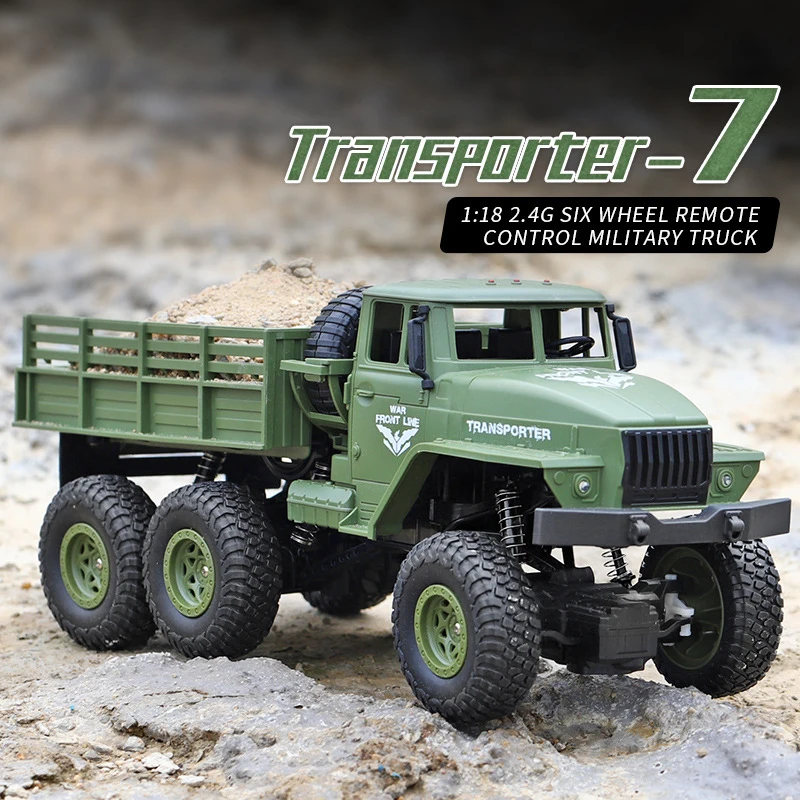 

New 1:18 RC Car 4X6 2.4G Radio Remote Control Truck Engineering Vehicle Simulation 4WD Military Truck Toy for Children Gifts
