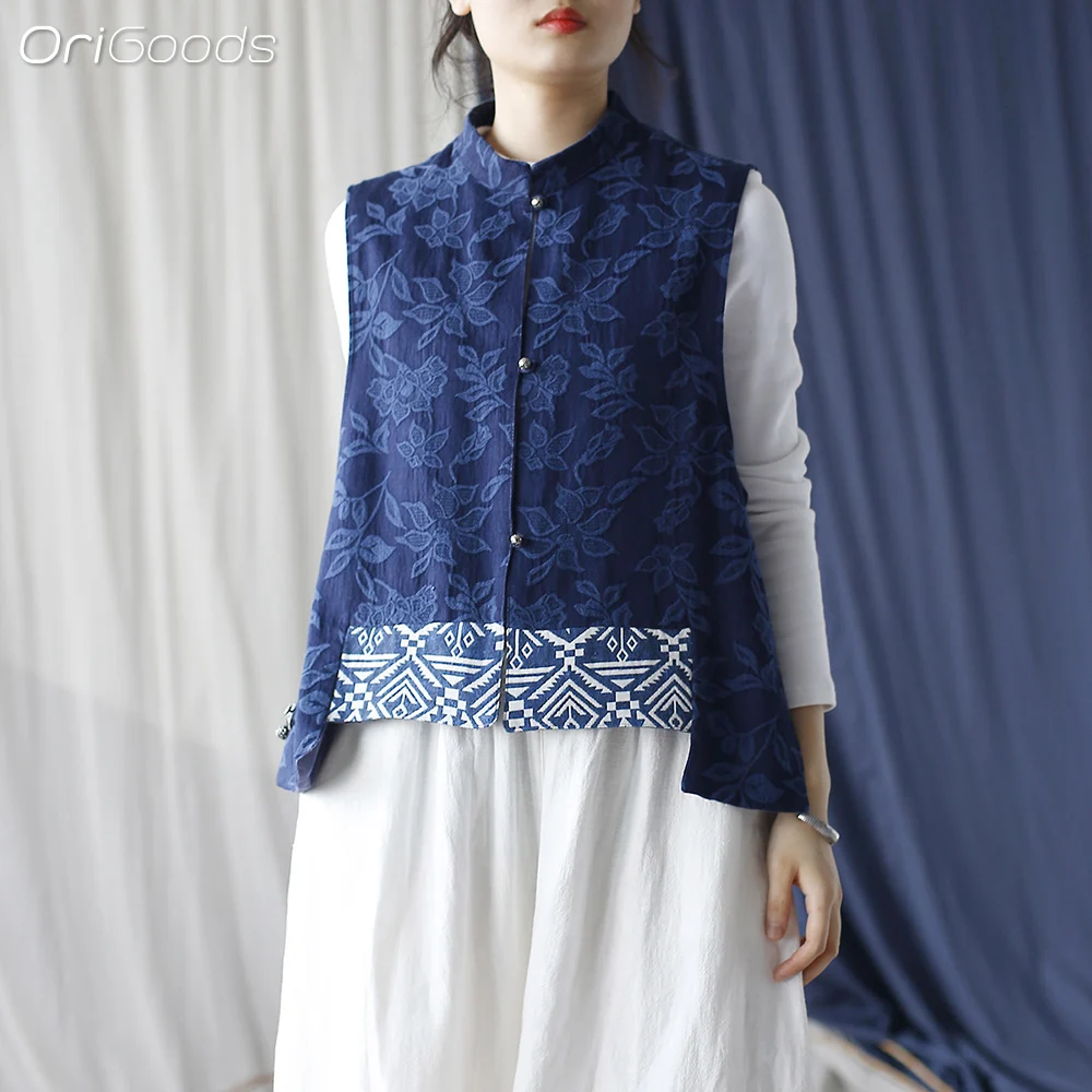 Женский жаккардовый жилет в китайском национальном стиле X070 осень 2024