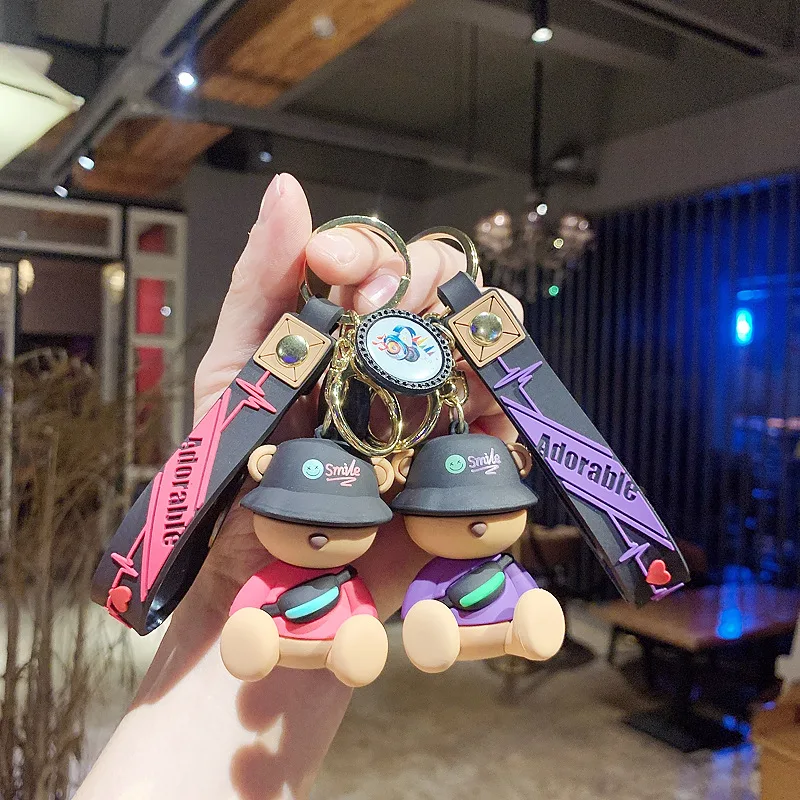

Trendy Bear Car Key Chain Couple Doll Cute Creative Key Pendants Small Jewelry Bag Ornaments Key Buckle