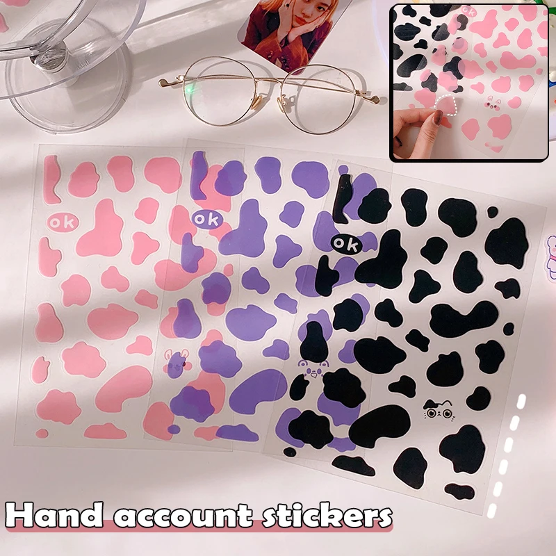 

Kids Stickers Diy Album Diary Waterproof Scrapbooking Sticker Solid Color Milk Cow Spots Pattern Decal For Laptop Notebook Decor