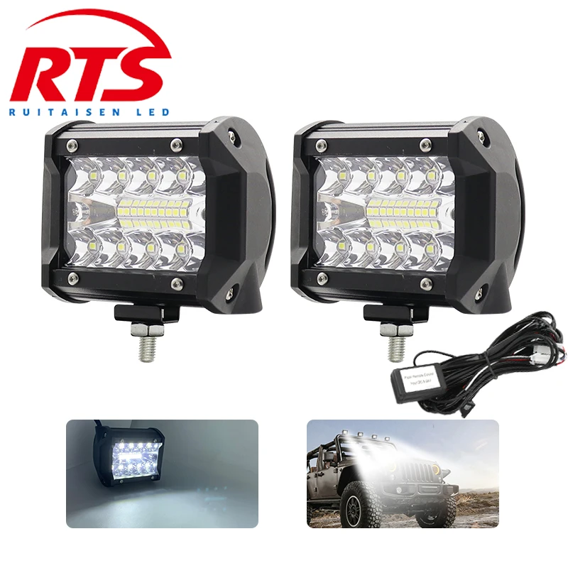 

RTS 60W 4 Inch Waterproof Work Light LED Light Bars Spot Flood Beam for Work Driving Offroad Boat Car Tractor Truck 12V 24V