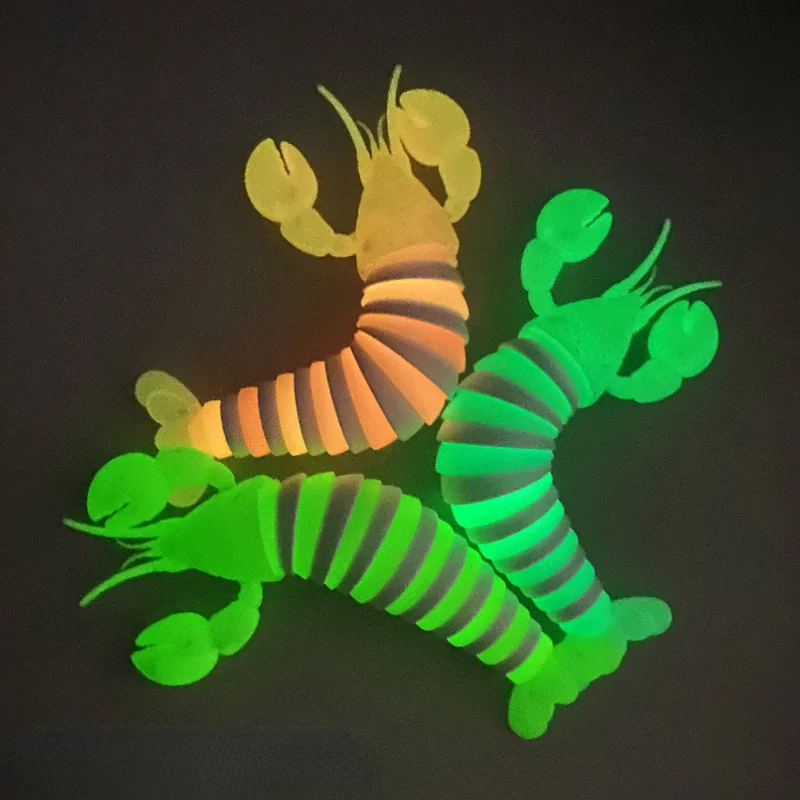 Antistress Luminous Lobster Color Plastic Kawaii Slug Caterpillar Vent Squeeze Figet Toys Stress Reliever for Kid Christmas Gift