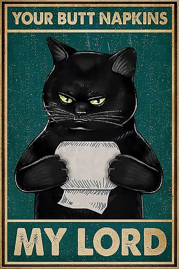 

Cat Painting Metal Sign Cat and Music Tattoo Vintage Tin Plate Wall Poster Home Decor Cat Painting Metal Sign