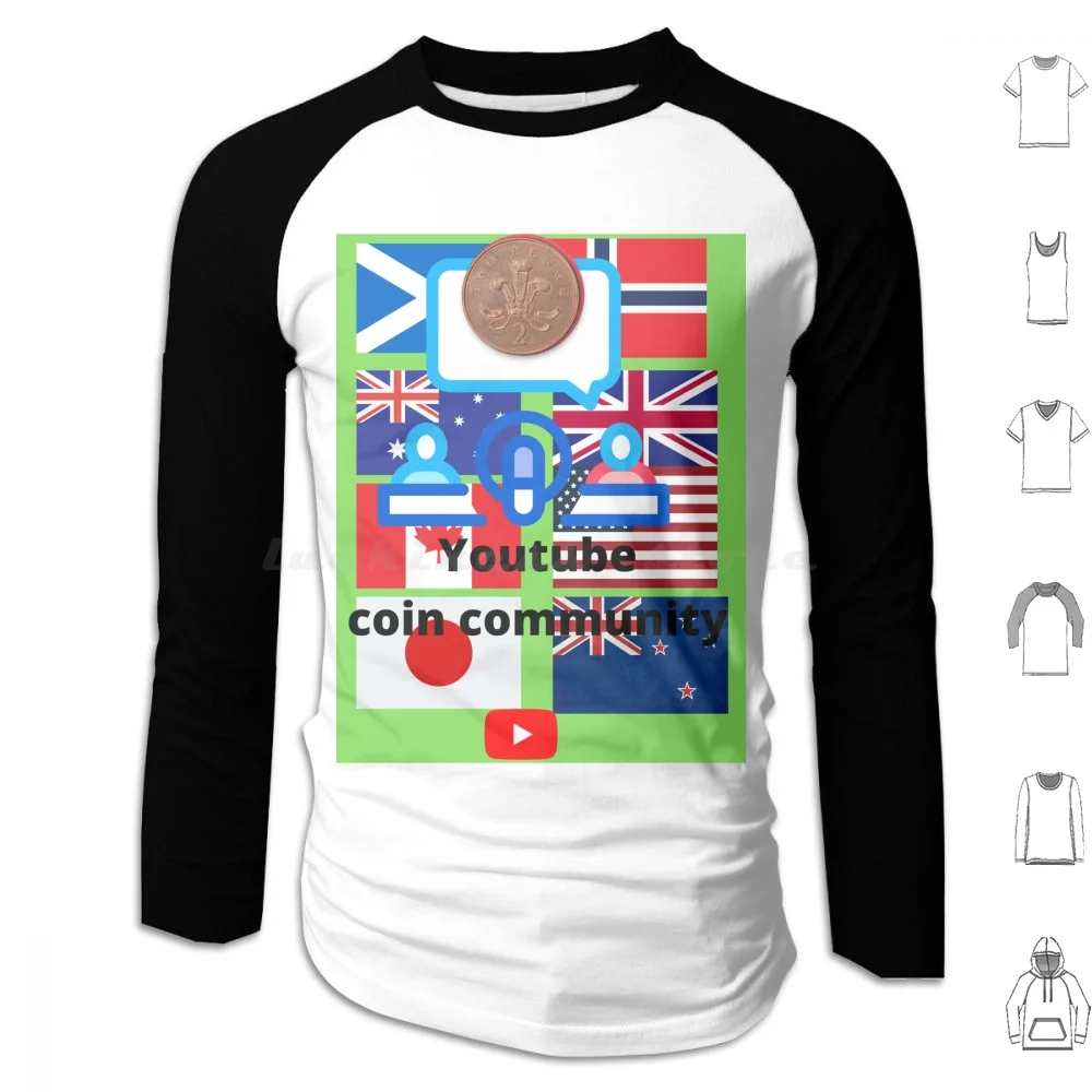 Толстовки с капюшоном для монет на YouTube длинным рукавом монета сообщества монеты