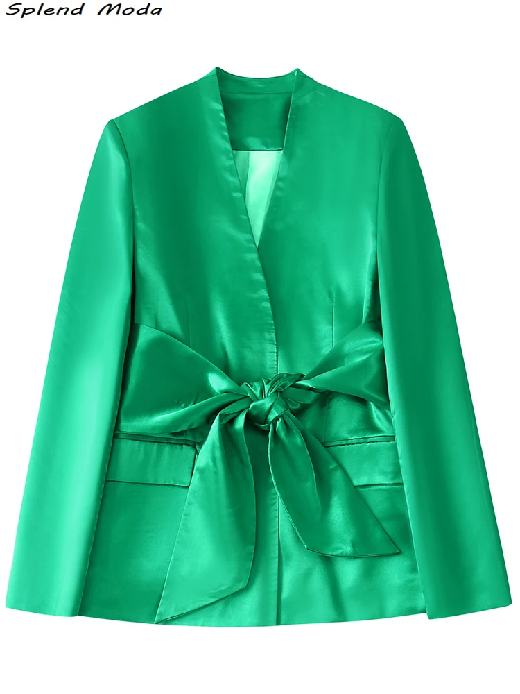 

2022 Za Women Fashion Office Lady Style Solid Pockets Blazer Coat Casual Long Sleeve Blazer Chic Streetwear V-neck Outwear