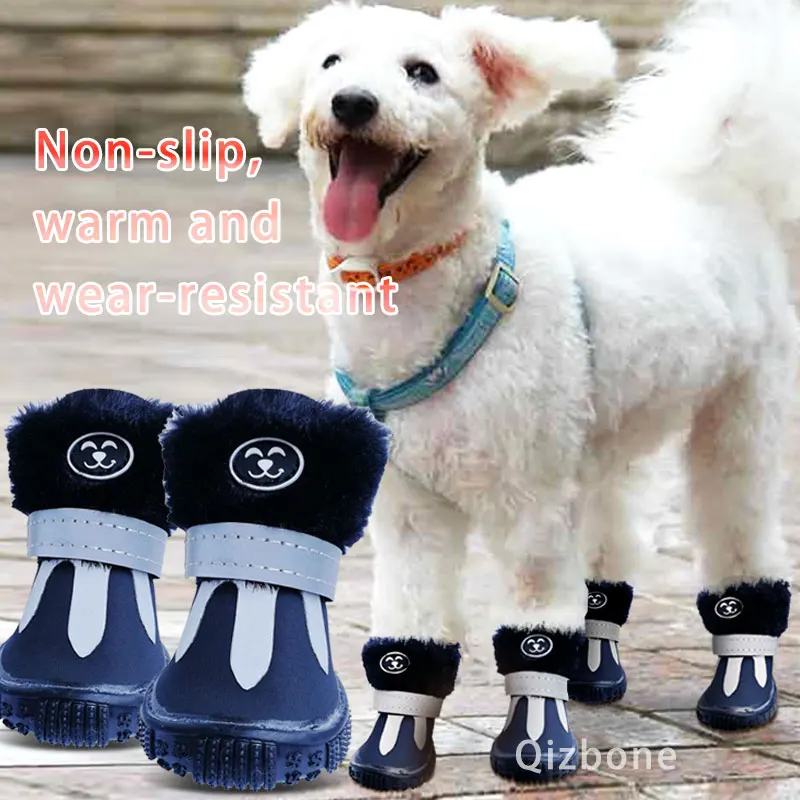 

Светоотражающая Обувь для собак, зимняя супер водонепроницаемая теплая нескользящая обувь для собак для снега, обувь для чихуахуа, маленькая Нескользящая меховая накидка