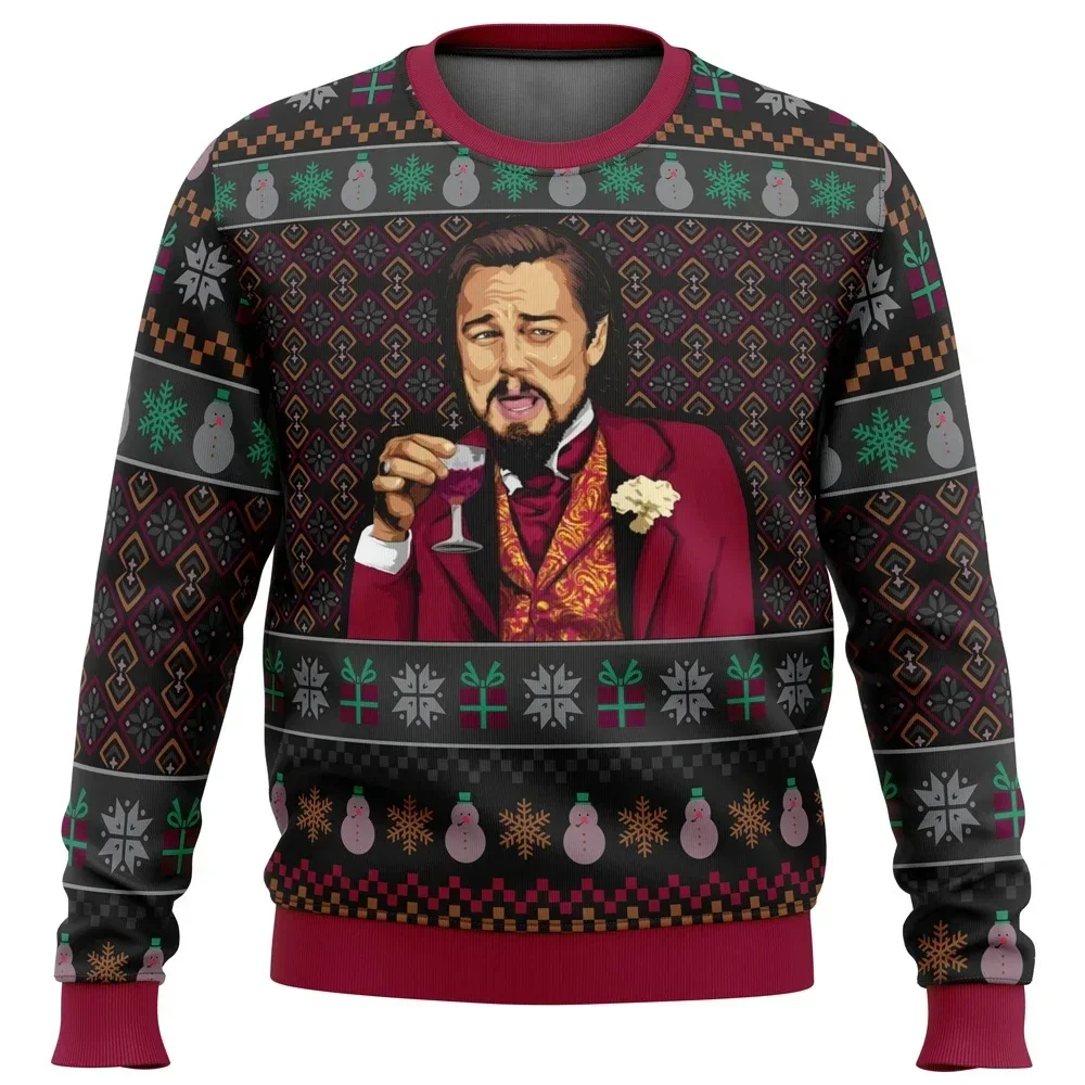 Autumn And Winter Clothing Laughing Leo DiCaprio Meme Ugly Christmas Sweater Gift Santa Clau Pullover Men 2023 3D Sweatshirt Top