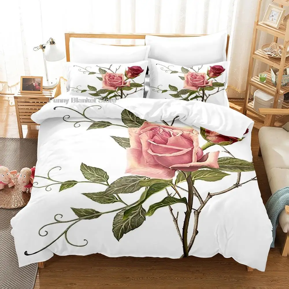 

Rose flower Bedding Set Single Twin Full Queen King Size Couple love Bed Set Aldult Kid Bedroom Duvetcover Sets 3D Anime 034