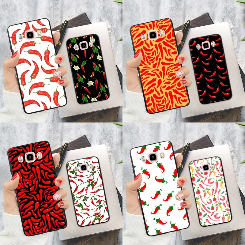 Red Chilli Pepper Pattern Case For Samsung Galaxy A6 A7 A8 A9 J6 J4 Plus J8 2018 A3 A5 J1 J3 J7 J5 2016 2017 Cover