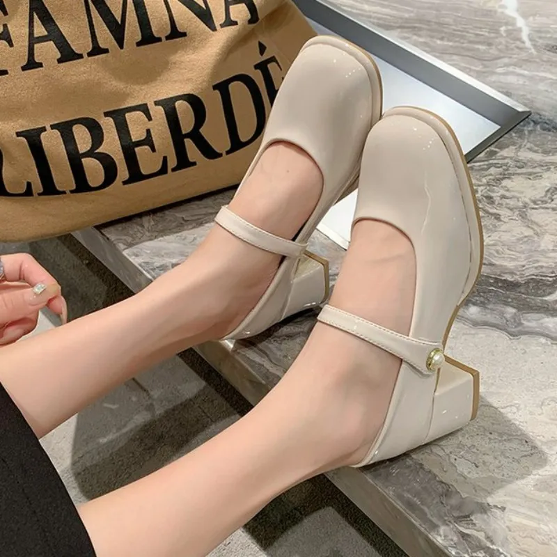 

Сандалии на среднем каблуке, женские туфли-Лолиты из искусственной кожи, лето 2023