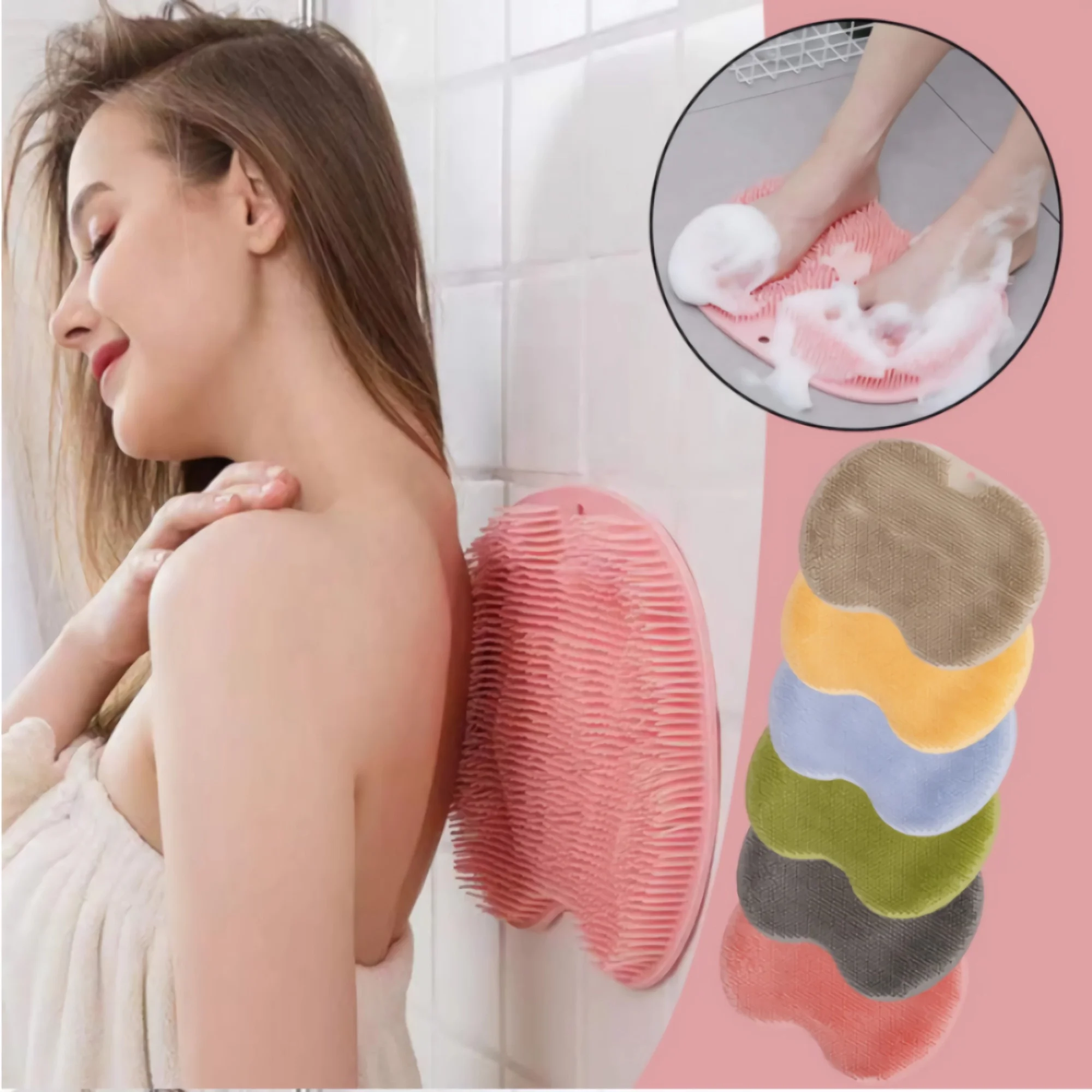 Lazy Shower Scrubber Massager Back Sucker Brush Non-Slip Bath Pad Easy Clean Body Care Wash Mat Bathroom Tool Remove Dead Skin