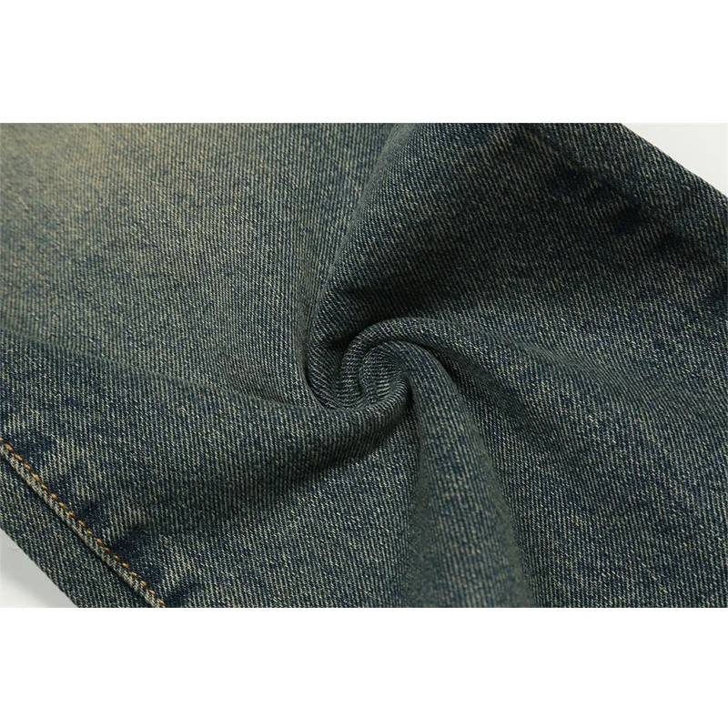 High Street Worn Jeans Ripped Loose Washing Straight Wide Leg Pants Holes Denim Streetwear Men Spring and Autumn Baggy Trousers