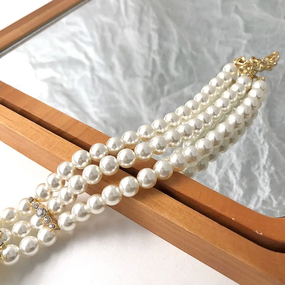 Темпераментный жемчуг стразы цветочный сплав Хепбернеск женское ожерелье