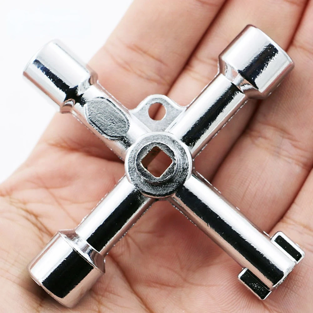 

Multi-function 4 In 1 Universal Cross Key Triangle Key for Train Electrical Elevator Cabinet Valve Alloy Triangle Square Wrench