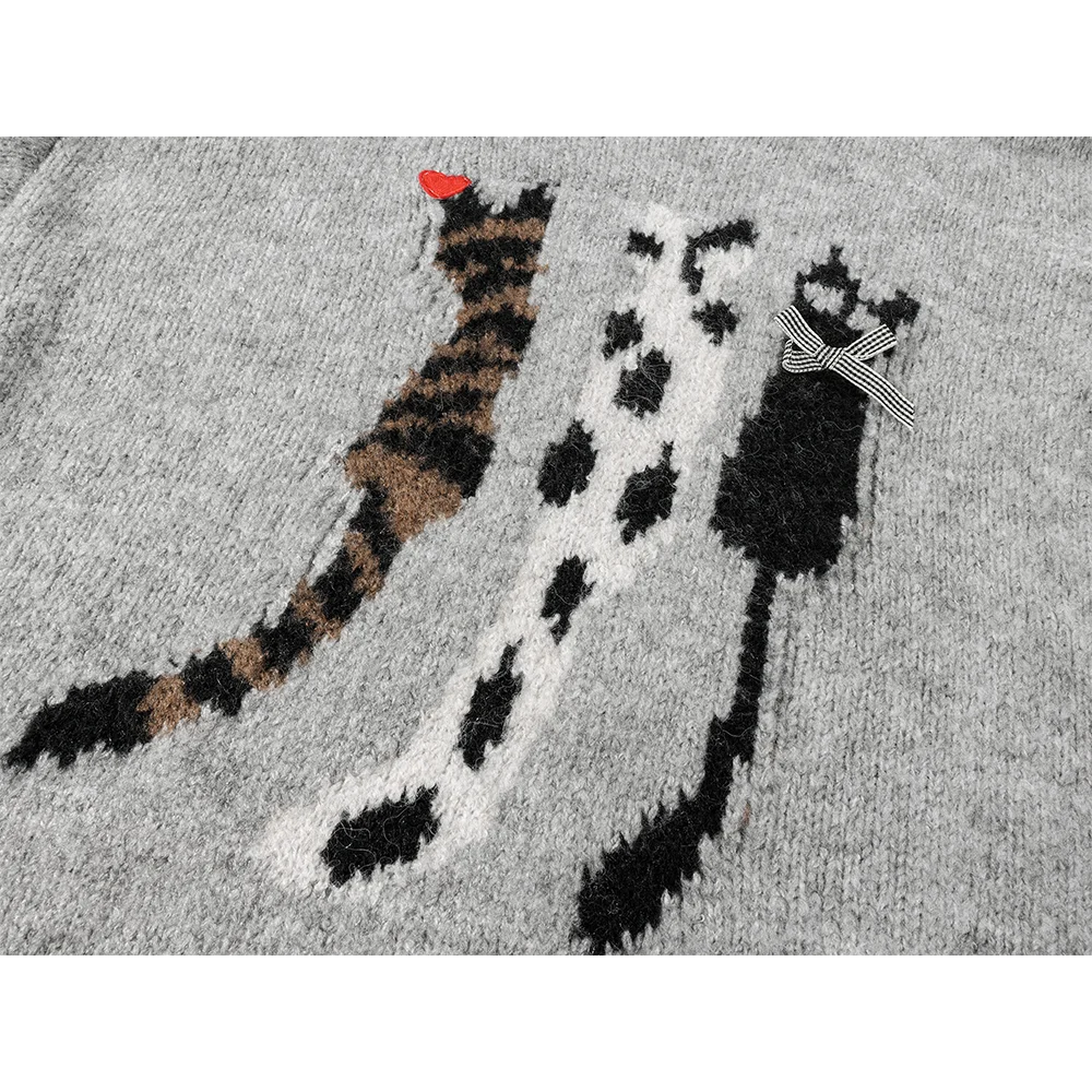 Xinmonlee корейская серия ретро шикарный вязаный свитер с мультяшным принтом