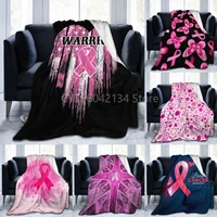 breast cancer awareness pink ribbon throw blanket super soft lightweight flannel fleece blankets for bed couch sofa all season