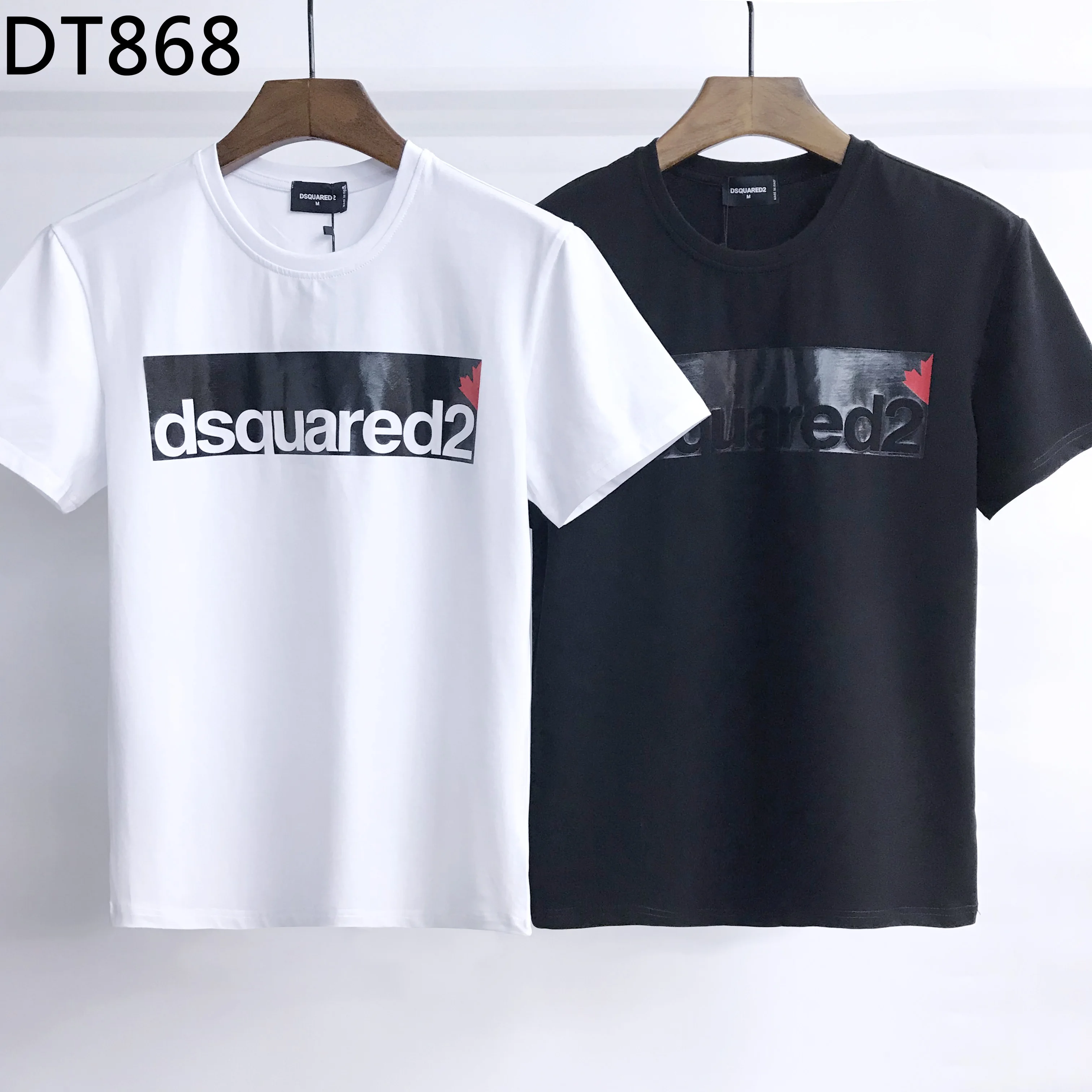 

Dsquared2s wants to block black printing trend design short-sleeved pullover men's and women's T-shirt round neck high street