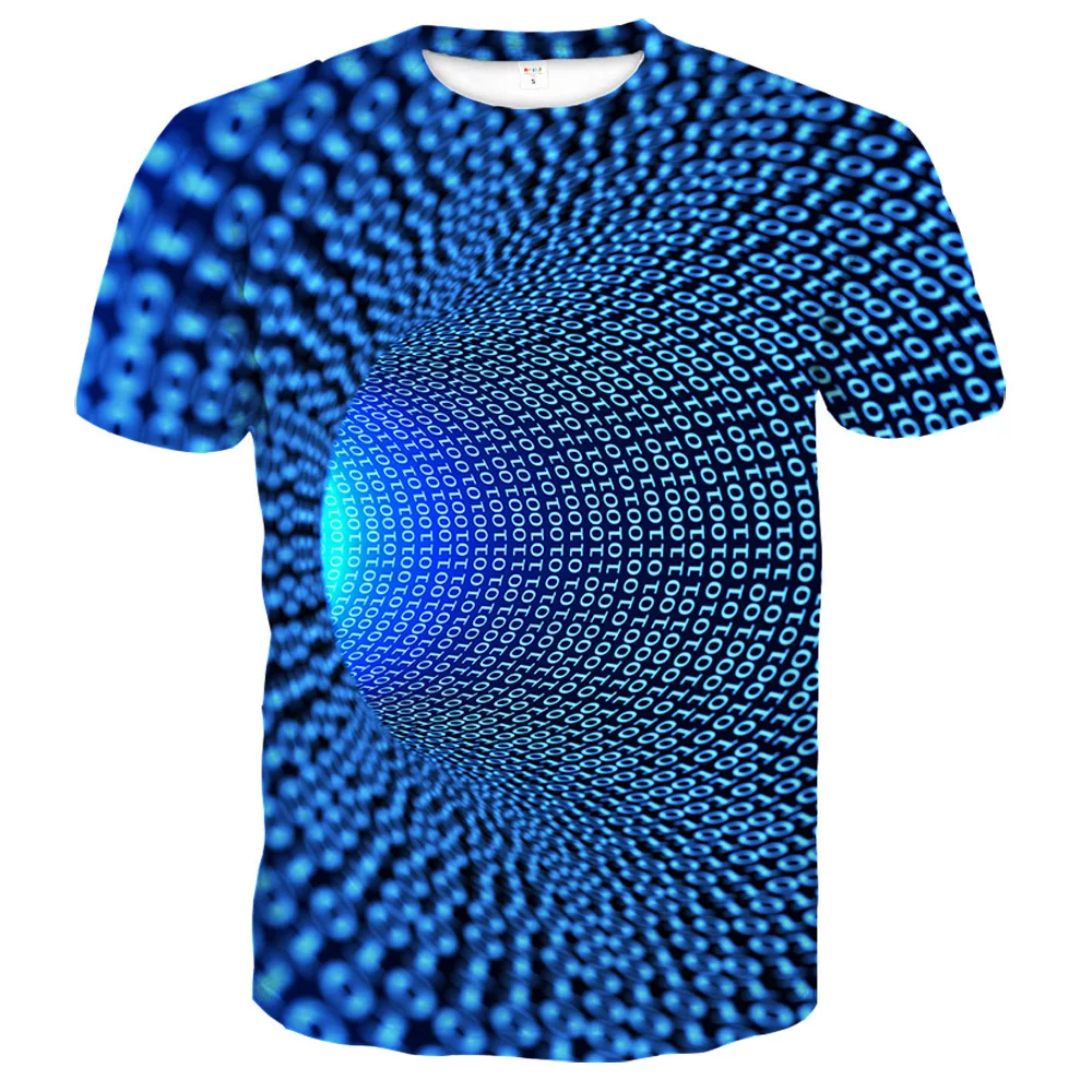 

Psychedelic T-shirt For Men 3D Print Blue Exaggerated Space T Shirt Pattern Top Graphic Women/Men Wormhole Boys Tees