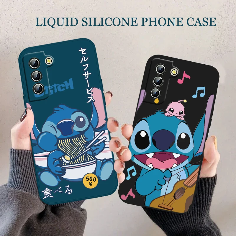

Disney Stitch Clear Phone Case For Samsung Galaxy S10 S10e S20 S21 S22 Plus Lite Ultra FE 4G 5G Liquid Rope Iuxury Silicone Soft