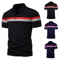 2022 new high quality mens striped lapel loose business mens short sleeve polo shirts