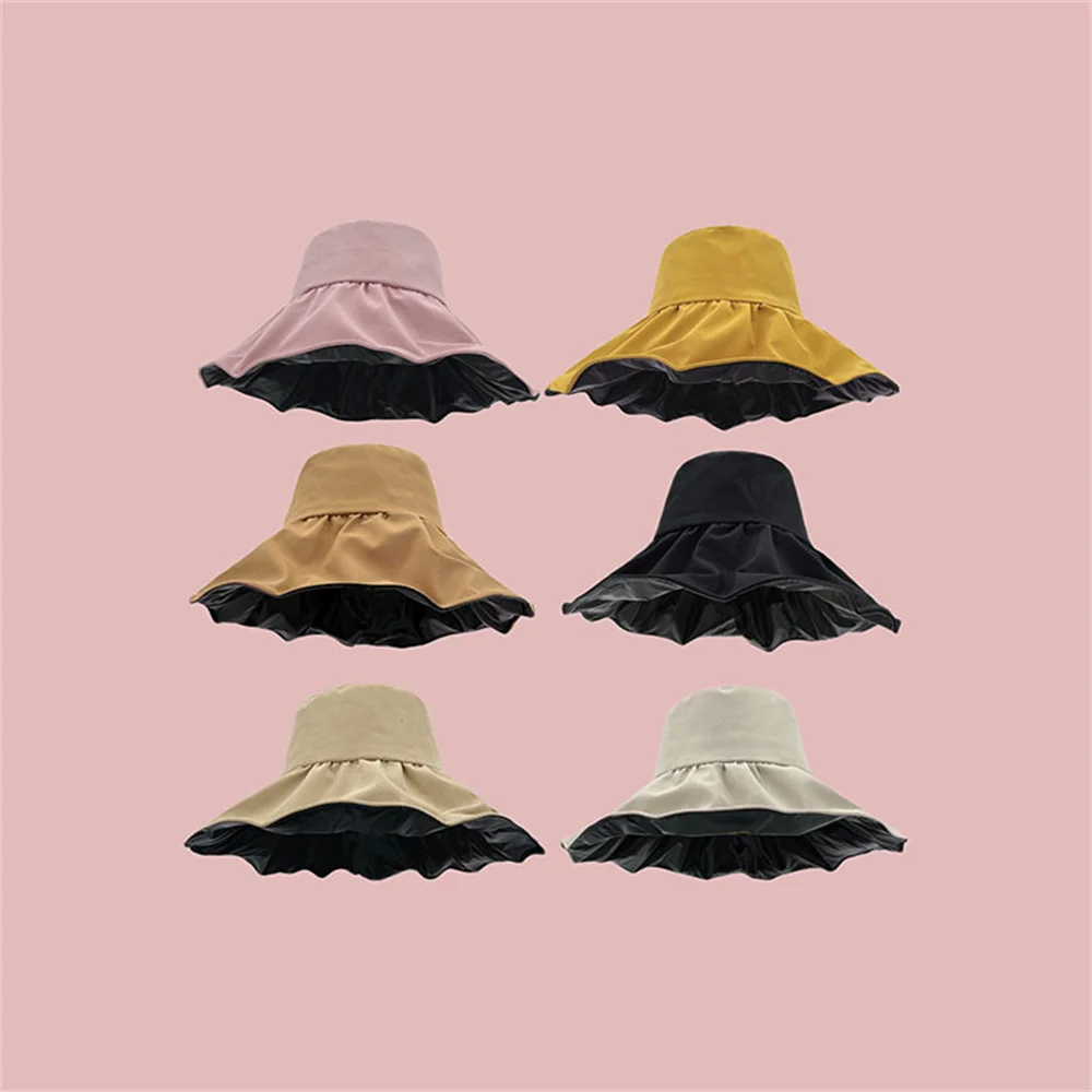 

Summer Foldable Sun Hats for women fashion solid color simper outdoor Beach Hats UV Protect Travel Caps Lady classic bucket hat