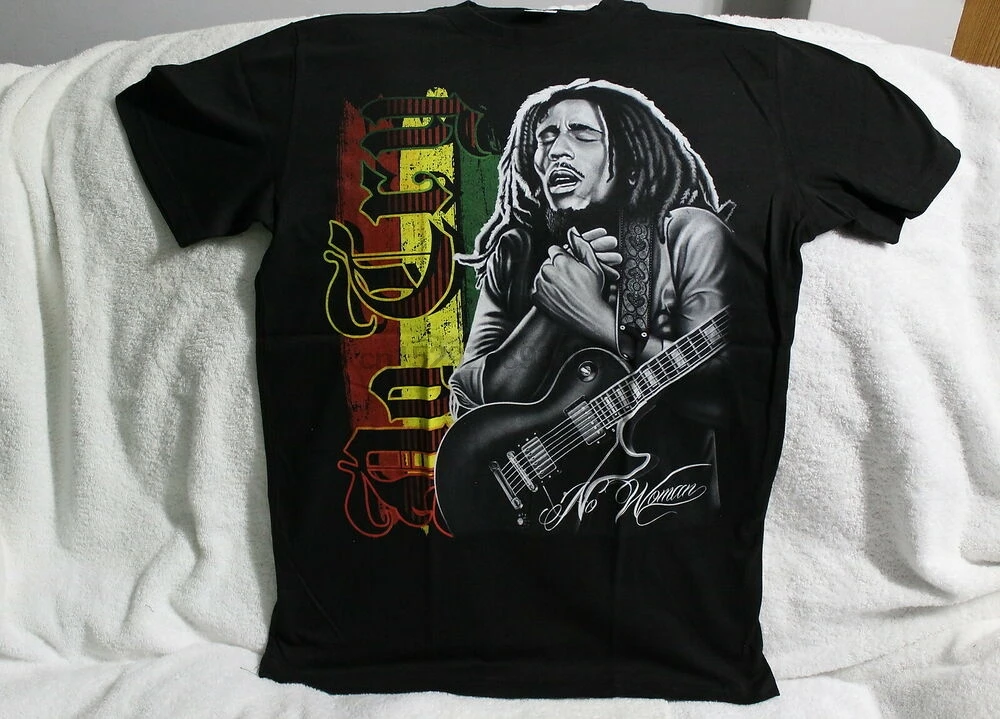 

Bob Marley Guitar No Cry No Woman Reggae Jamaica Rasta T-Shirt