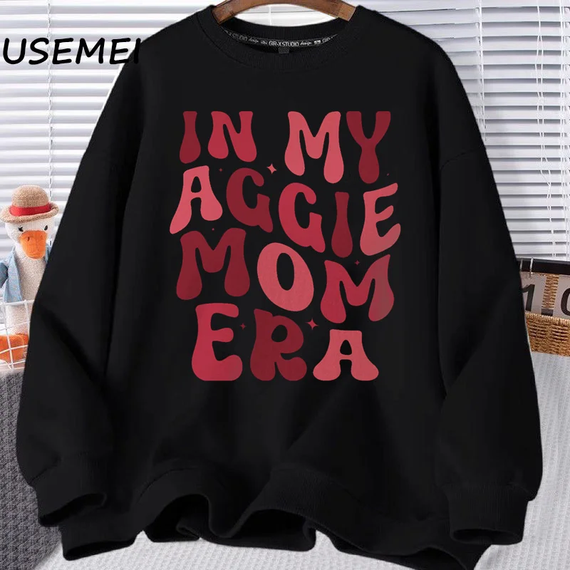 In My Aggie Mom Era Sweatshirt Women Mama Mother Hooded Harajuku Pullover Printed Sweatshirts Woman Clothing Streetwear