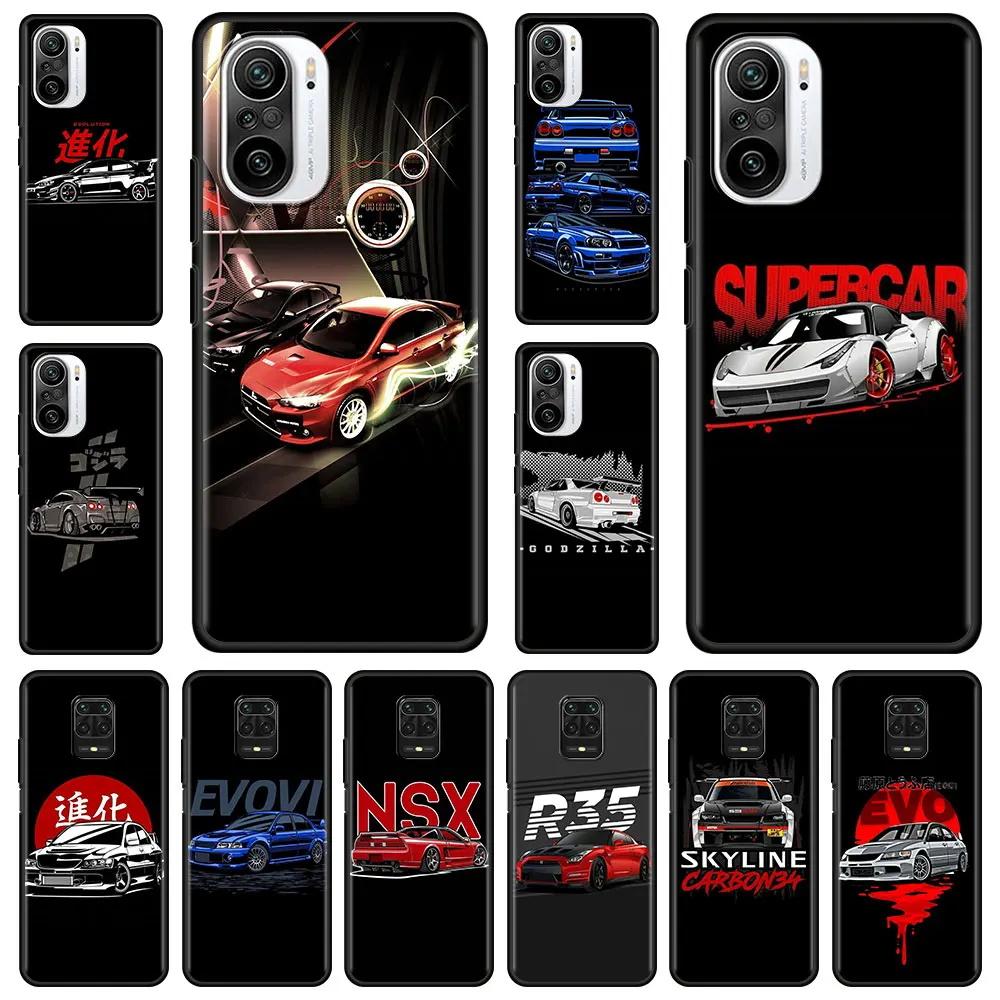 Лучший чехол для телефона Xiaomi Redmi Note 9S 9T 7 8T 8 2021 11 10 Pro Max redmi k40 9A 9C 9 7A JDM Car GTR Evo |