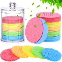 100pcs compressed facial sponges with plastic storage container sponges in acrylic makeup cosmetic organizer jewelry storage box
