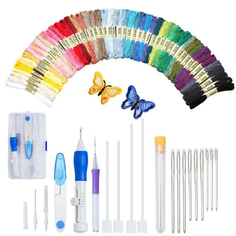 

DIY Crafts Pen Interchangeable Embroidery Pencil Punch Thimble Sewing Tools Accessories Embroidery Needle Cross-stitch Kit