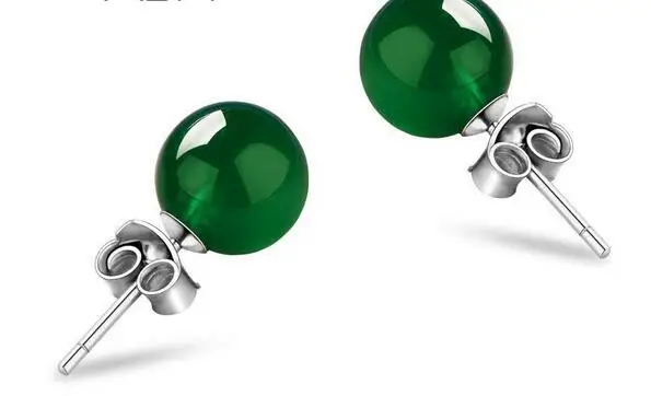 

accessories S925 Sterling Silver micro inlaid 10mm green chalcedony Snowflake Green red Agate zircon Studs Earrings Jeweller