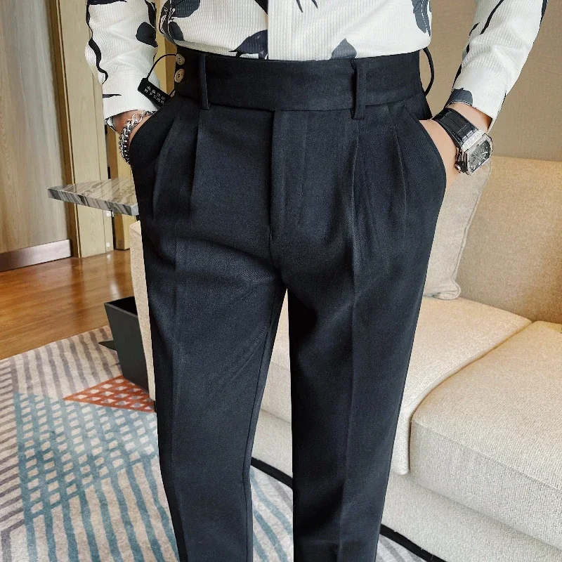 Осень-зима деловые брюки 2024 мужские корейские модные повседневные толстые