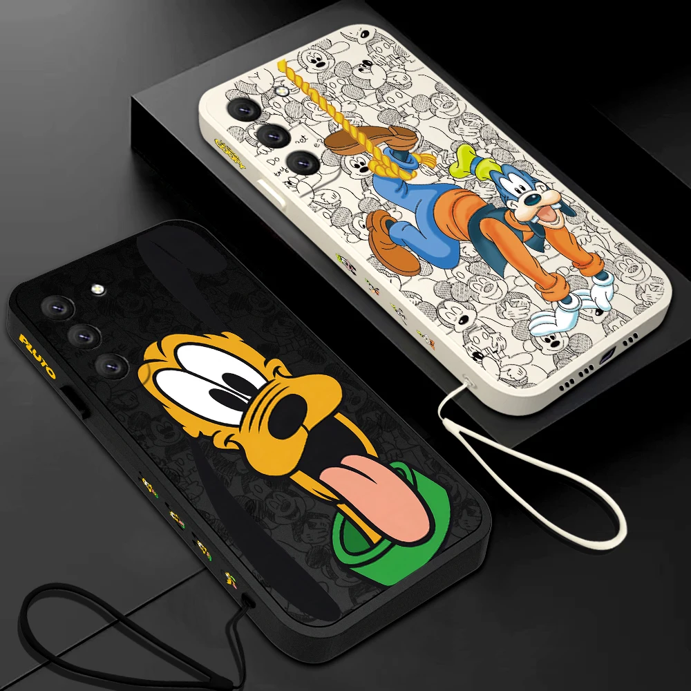 

Disney dog Pluto Goofy Mickey Phone Case For Samsung Galaxy S23 S22 S21 S20 Ultra FE S10 4G Note 20 10 9 Plus With Lanyard Cover