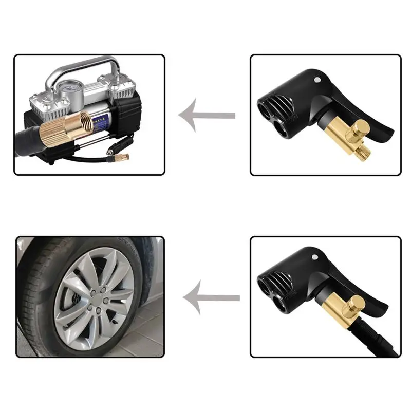 2in1 Auto Tyre Valve Pump Nozzle Clip Deflate Car Motorcycle Bicycle Air Chuck Inflator Inflatable Pump Adapter Thread Connector